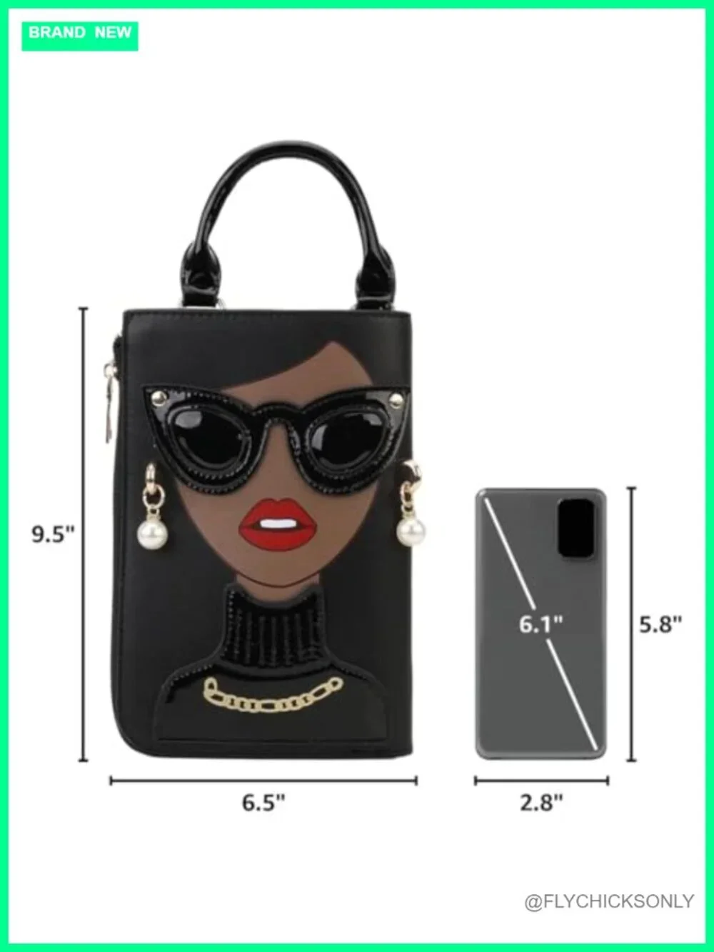 Novelty Lady Face Satchel PU Leather Top Handle Handbag Shoulder Bag Clutch